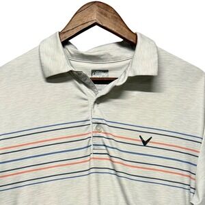 Callaway Mens Golf Polo Shirt Performance Sz M Opti-Dri Striped Stretch Outdoor